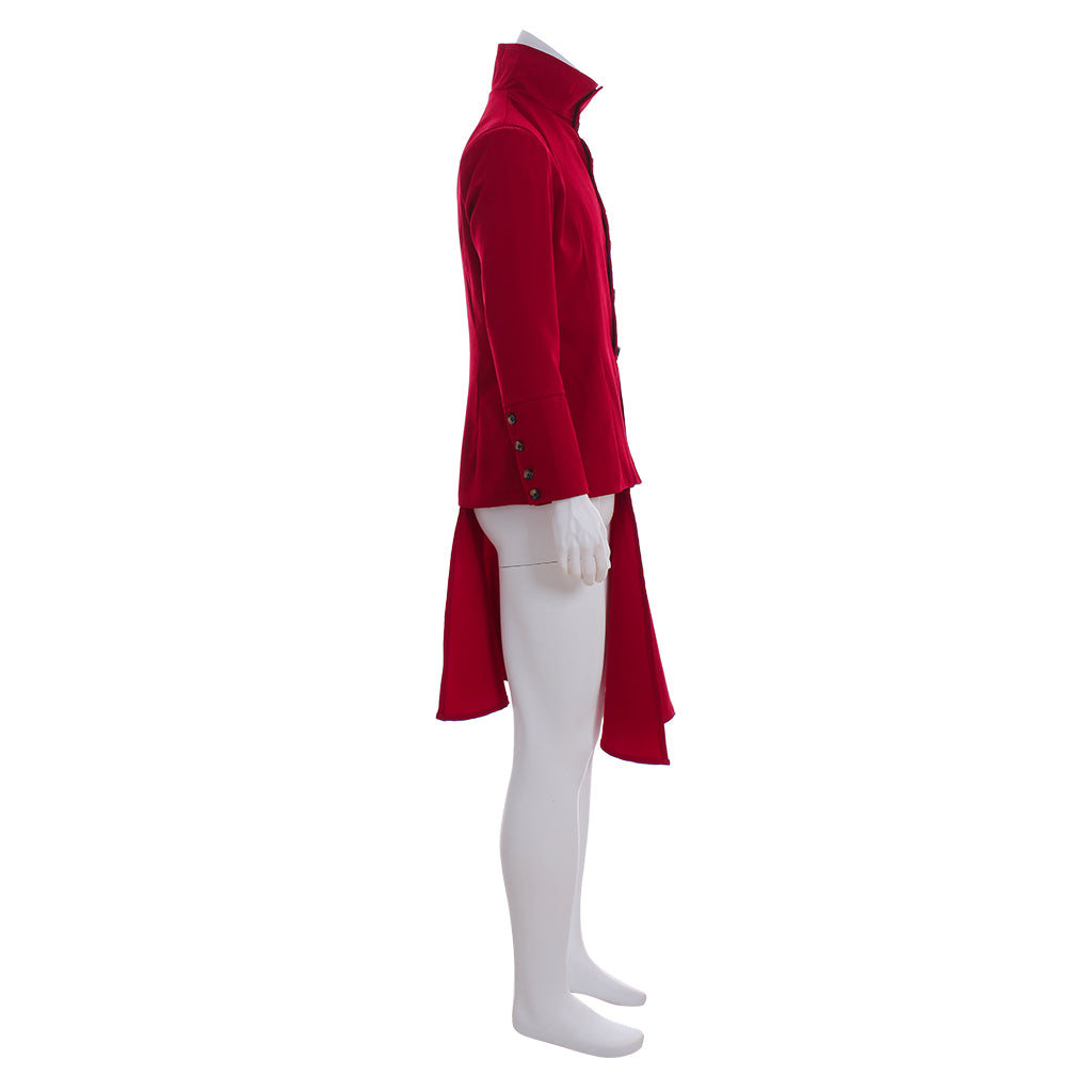 Medieval Men's Red Velvet Coat with Rear Tail Costume for Cosplay Themed Events Halloween Christmas or Parties