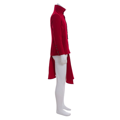 Medieval Men's Red Velvet Coat with Rear Tail Costume for Cosplay Themed Events Halloween Christmas or Parties
