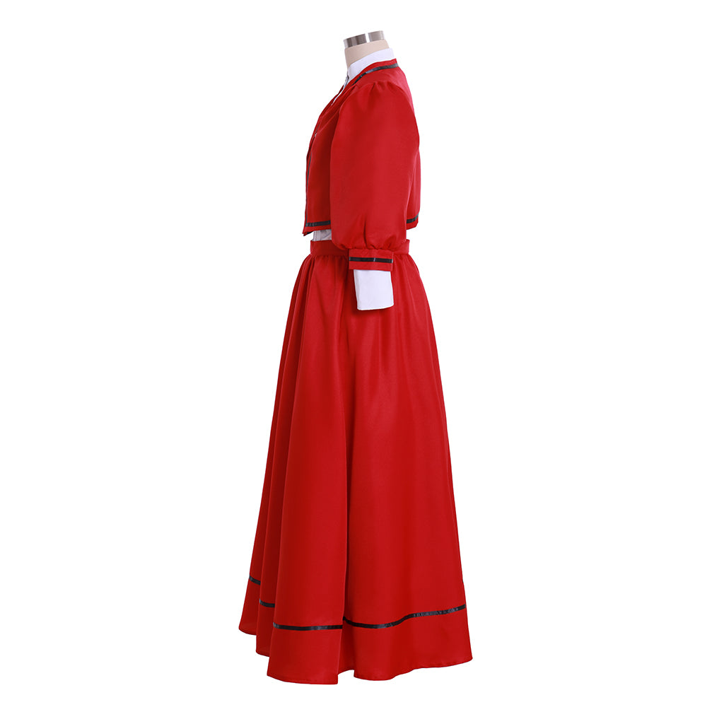 Medieval Women Renaissance Red Coat With White Blouse Bubble - Sleeve Long Skirt Cosplay Costume Adult Vintage Court Ladies' Halloween Christmas