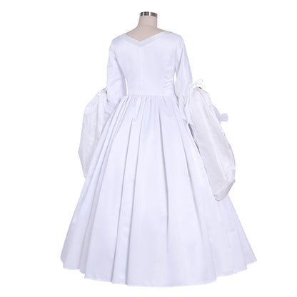 Queen Elizabeth Tudor Period Dress Renaissance Medieval Inspired Gown Prom Outfit Princess Shakespeare White Jewel - Embellished Puff Sleeve Women's Halloween Carnival Valentine's Day Party Evening Party Masquerade Adults' Dress All