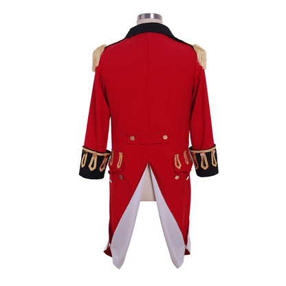 Regency Men's Red Gold-Embellished Noble Military-Inspired Court Costume Cosplay Stage Outfit Adult Halloween Christmas Party Themed Outfit