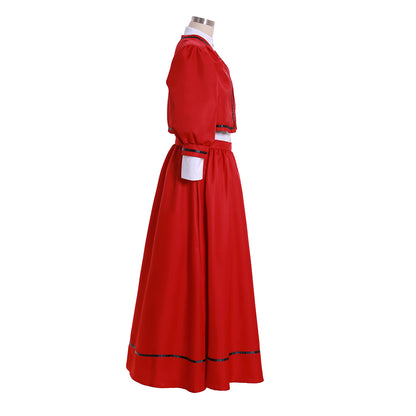 Medieval Women Renaissance Red Coat With White Blouse Bubble - Sleeve Long Skirt Cosplay Costume Adult Vintage Court Ladies' Halloween Christmas