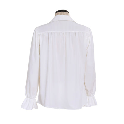 Medieval Men's White Long  Sleeve Shirt with Ruffled Lace  up Neckline and Flared Cuffs for Cosplay Themed Events Halloween Christmas or Parties