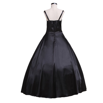 Medieval Women Renaissance Victorian Cosplay Costume Flared Long Sleeve Brown Trimmed Color Block Black Lace Up Gown Adult Ladies Halloween Christmas Dress