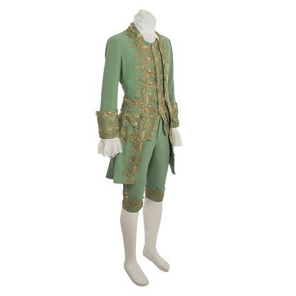 Medieval Men's Rococo Court Suit with Intricate Gold Embroidery Cosplay Stage Costume Adult Halloween Christmas Party Themed Outfit