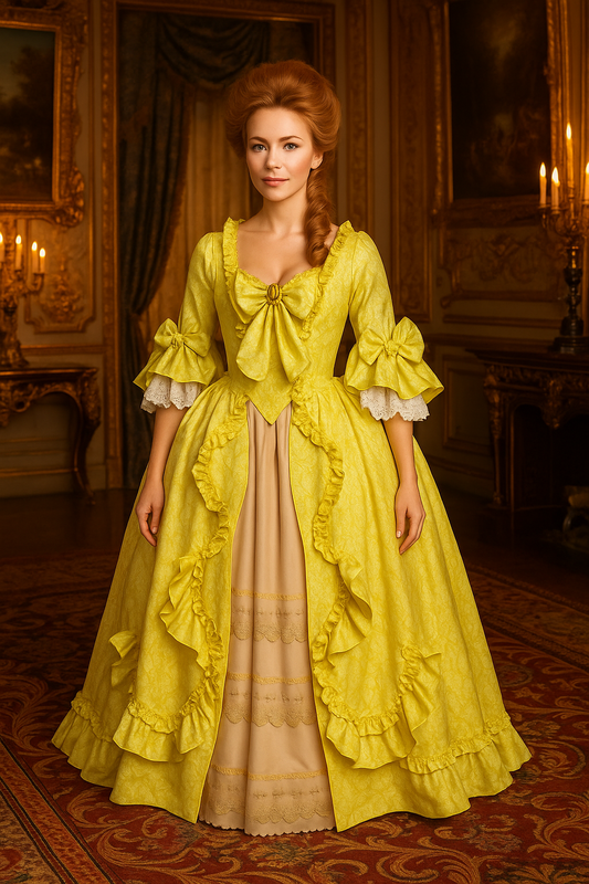 Rococo Victorian Vintage Inspired Dress Cosplay Wigs Shakespeare Flare Cuff Sleeve Ren Faire Adults' Dress Solid Color Ball Gown Color yellow Women's Royal Halloween Carnival Party Evening Dress Valentine's DayParty Masquerade Adults' Dress All