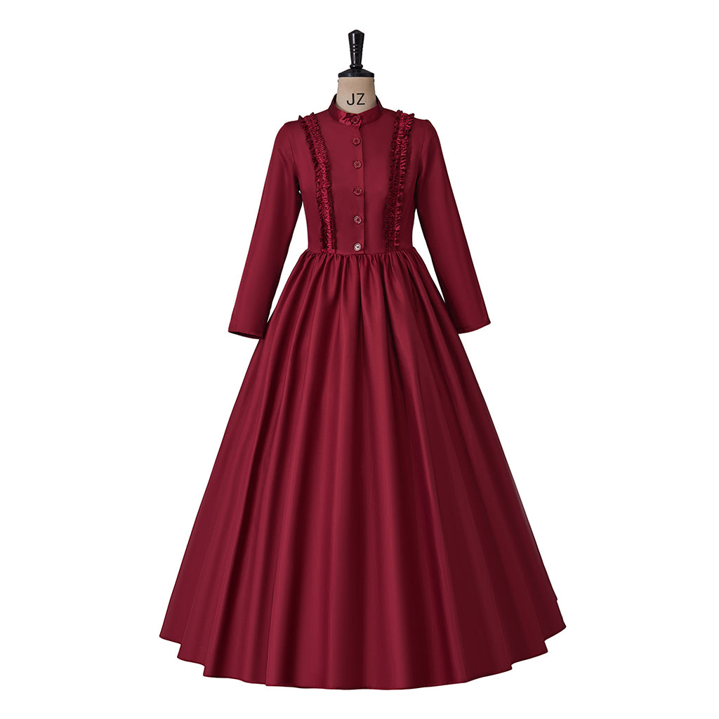 Medieval Renaissance Royal Dress Victorian Gothic Long Gown Retro Vintage Queen Costume Halloween Party Vampire Evening Dress Halloween Carnival Masquerade Party Gown Women Historical High Waist Line Outfit Dress
