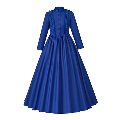 Medieval Renaissance Royal Dress Victorian Gothic Long Gown Retro Vintage Queen Costume Halloween Party Vampire Evening Dress Halloween Carnival Masquerade Party Gown Women Historical High Waist Line Outfit Dress