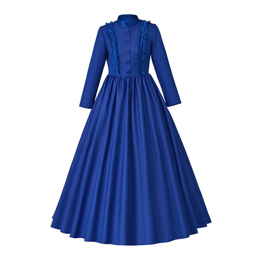 Medieval Renaissance Royal Dress Victorian Gothic Long Gown Retro Vintage Queen Costume Halloween Party Vampire Evening Dress Halloween Carnival Masquerade Party Gown Women Historical High Waist Line Outfit Dress