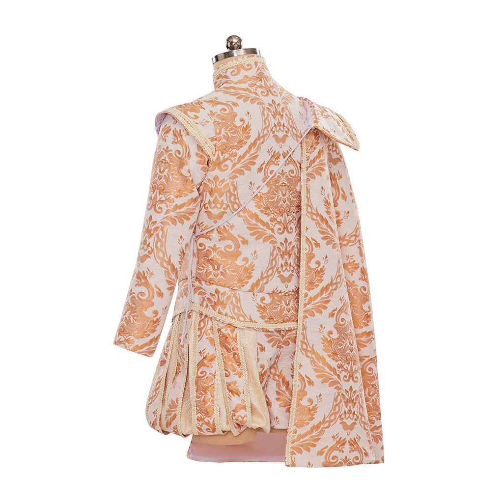 Renaissance Style Ornate Peach Patterned Jacket with Intricate Designs for Historical Reenactments Halloween Christmas
