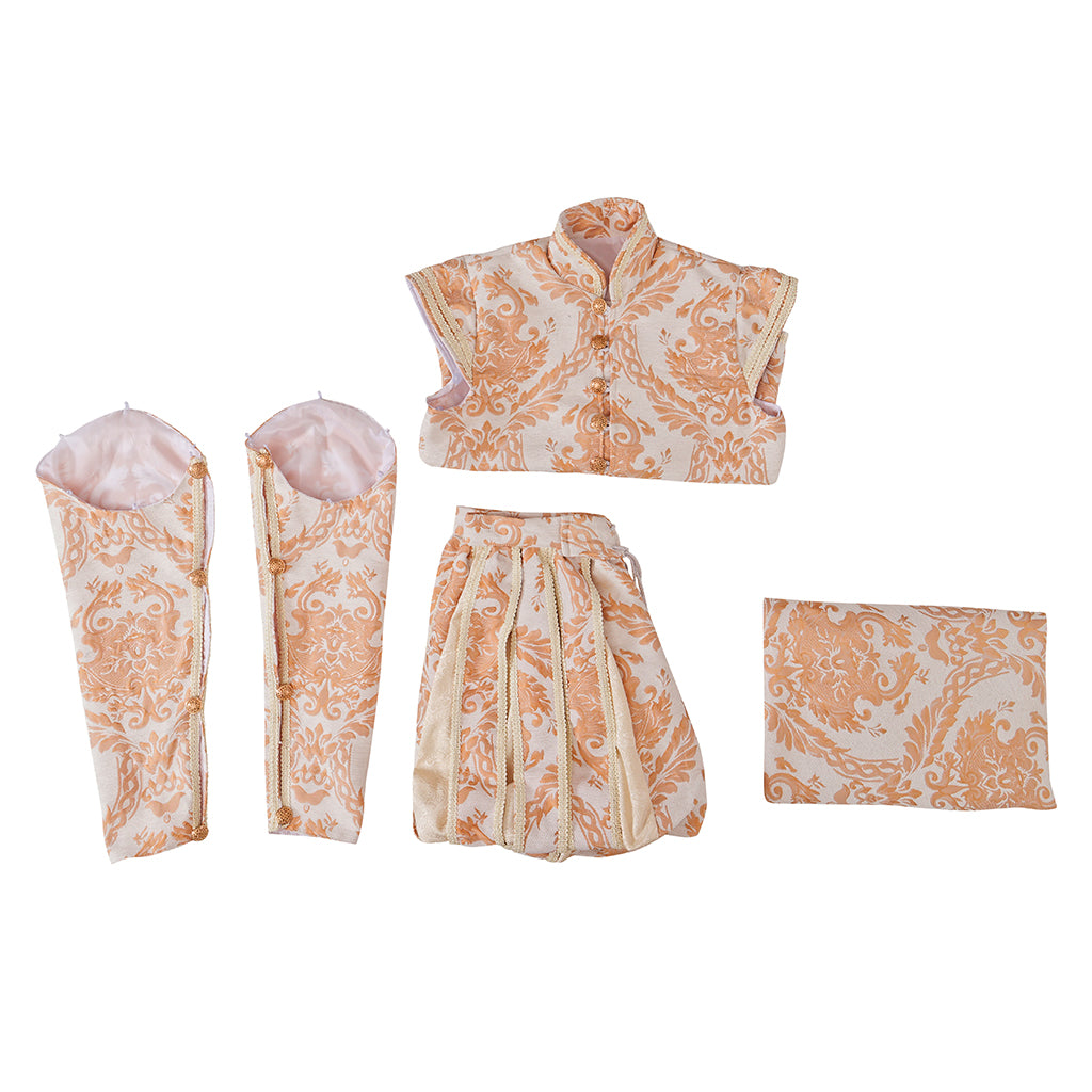 Renaissance Style Ornate Peach Patterned Jacket with Intricate Designs for Historical Reenactments Halloween Christmas