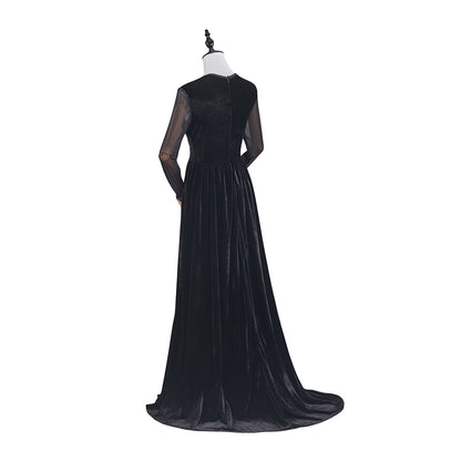 Medieval Black Gown with Sheer Sleeve Covers for Historical Reenactments Medieval Themed Events Halloween and Christmas Celebrations