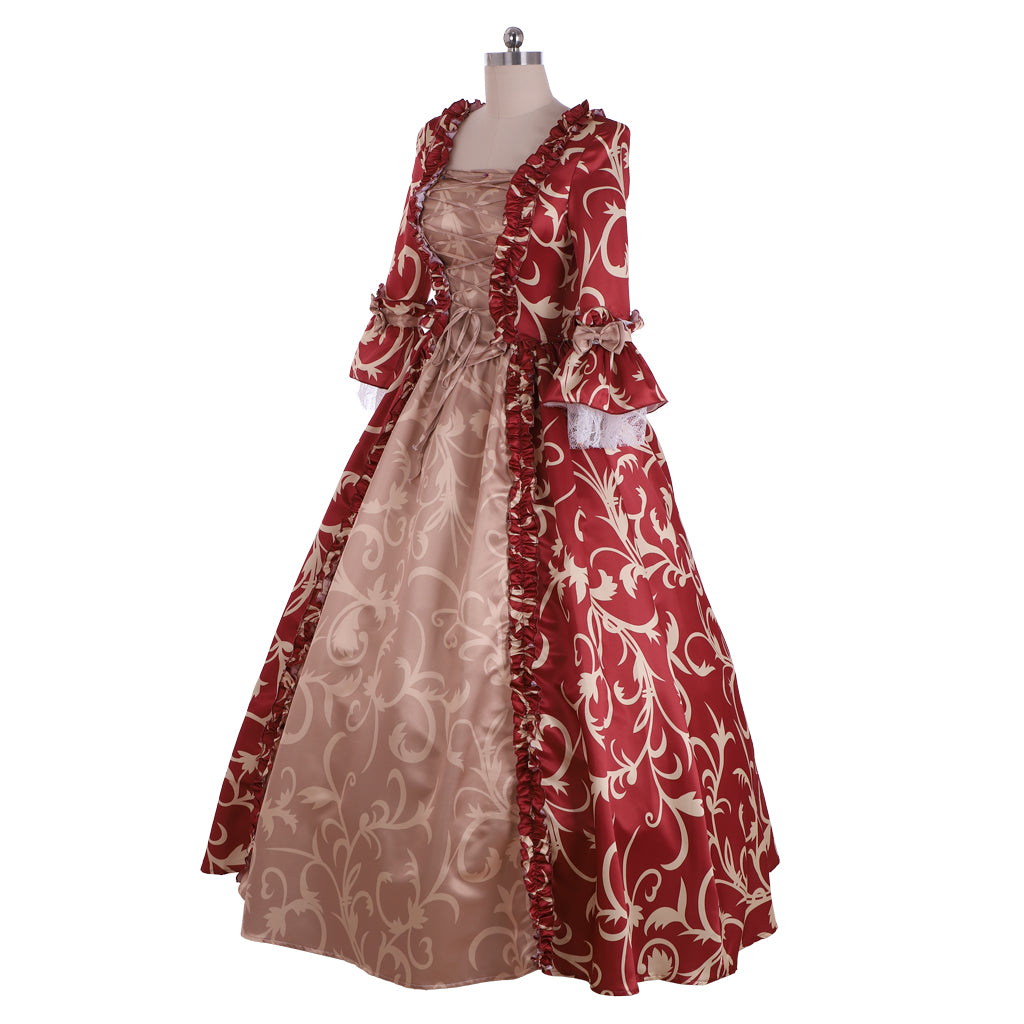 Victorian Rococo Medieval Length Dress Striped DressTrumpet Sleeve Ball Gown Party Costume Women's Royal Halloween Carnival Party Evening Dress Valentine's DayParty Masquerade Adults' Dress All