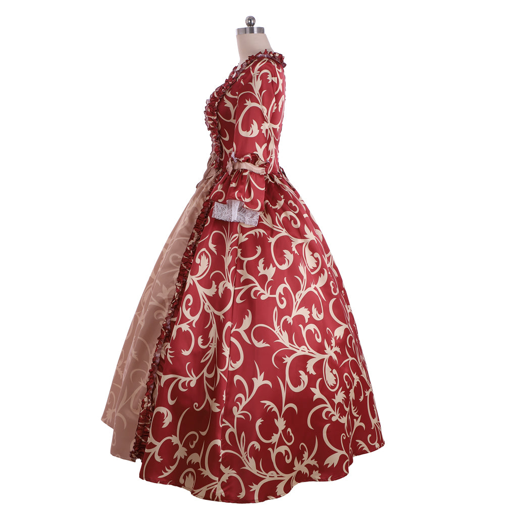 Victorian Rococo Medieval Length Dress Striped DressTrumpet Sleeve Ball Gown Party Costume Women's Royal Halloween Carnival Party Evening Dress Valentine's DayParty Masquerade Adults' Dress All