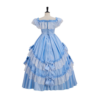 Renaissance Light Blue Ruffled Tiered Ball Gown Dress for Historical Reenactments  Halloween and Christmas Costumes