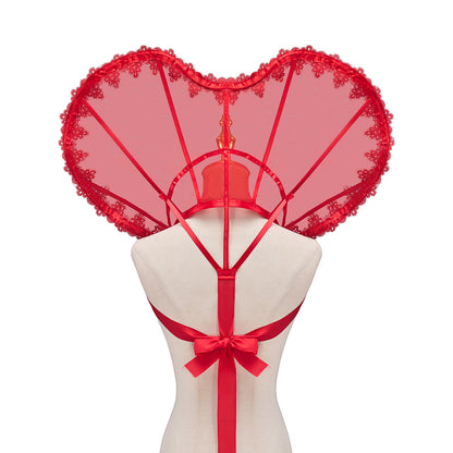 Medieval Heart Shaped Neck Wear with Lace Detailing for Vintage Parties Valentine's Day Celebrations Halloween and Christmas