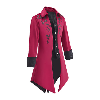 Medieval Black Velvet Gold Embroidered Tailcoat for Historical Reenactments Medieval Themed Events Halloween and Christmas Celebrations