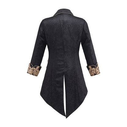 Medieval Black Velvet Gold Embroidered Tailcoat for Historical Reenactments Medieval Themed Events Halloween and Christmas Celebrations