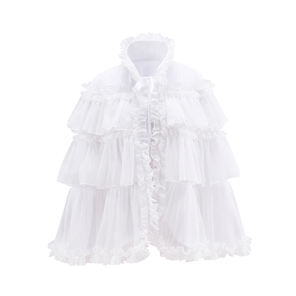 Victorian White Ruffled Tiered Capelet for Historical Reenactments Victorian Themed Events Costume Parties Halloween and Christmas Celebrations