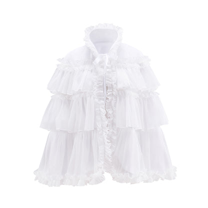 Victorian White Ruffled Tiered Capelet for Historical Reenactments Victorian Themed Events Costume Parties Halloween and Christmas Celebrations