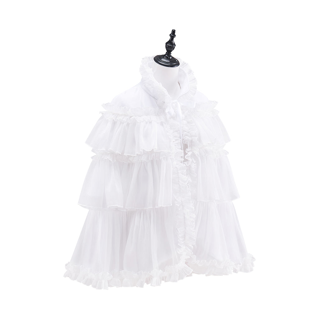 Victorian White Ruffled Tiered Capelet for Historical Reenactments Victorian Themed Events Costume Parties Halloween and Christmas Celebrations