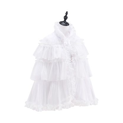 Victorian White Ruffled Tiered Capelet for Historical Reenactments Victorian Themed Events Costume Parties Halloween and Christmas Celebrations