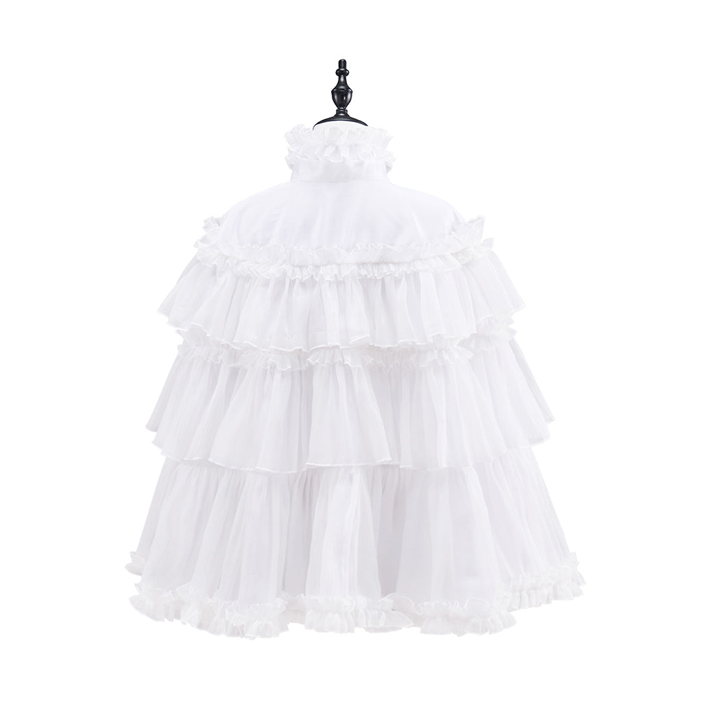 Victorian White Ruffled Tiered Capelet for Historical Reenactments Victorian Themed Events Costume Parties Halloween and Christmas Celebrations