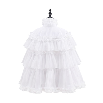 Victorian White Ruffled Tiered Capelet for Historical Reenactments Victorian Themed Events Costume Parties Halloween and Christmas Celebrations