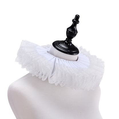 Medieval White Ruffled Collar with Ornate Frilled Detailing for Historical Reenactments Medieval Themed Events Halloween and Christmas