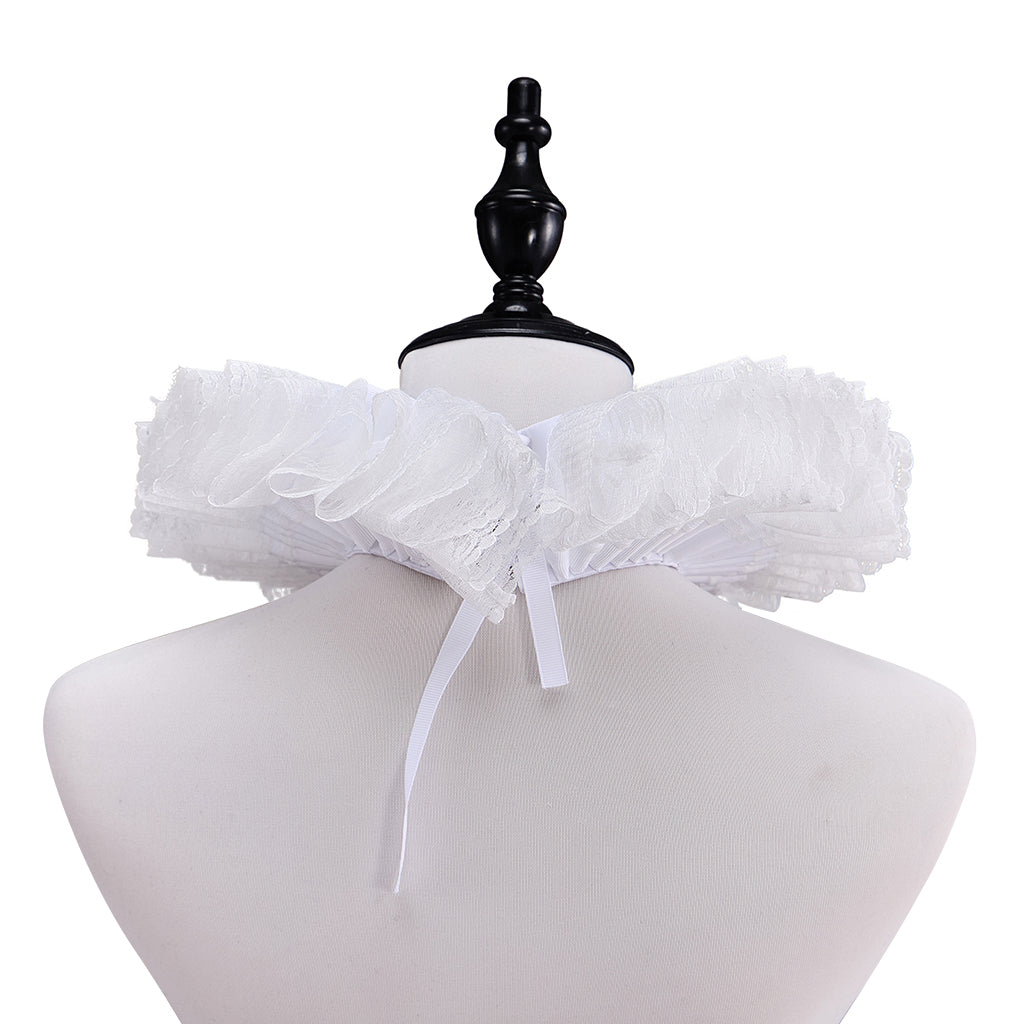 Medieval White Ruffled Collar with Ornate Frilled Detailing for Historical Reenactments Medieval Themed Events Halloween and Christmas