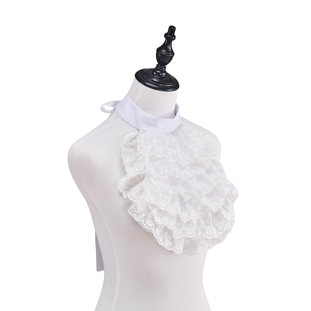 Medieval White Ruffled Collar with Ornate Frilled Detailing for Historical Reenactments Medieval Themed Events Halloween and Christmas