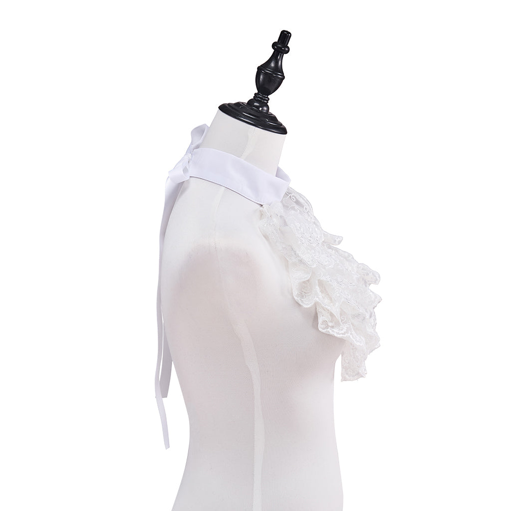 Medieval White Ruffled Collar with Ornate Frilled Detailing for Historical Reenactments Medieval Themed Events Halloween and Christmas