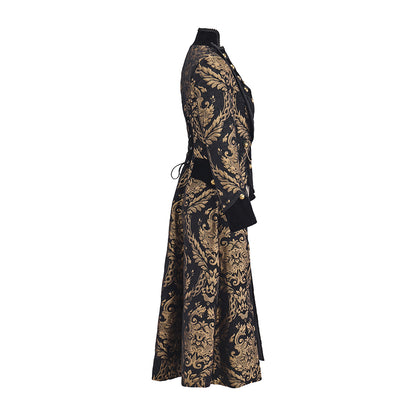 Victorian Black Gold Embroidered Custom for Historical Reenactments Victorian Themed Events Costume Parties Halloween and Christmas
