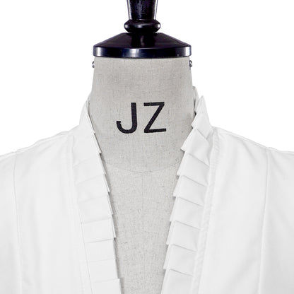 Medieval Style White Structured Jacket with Notched Collar Single Button Peplum Asymmetric Hem for Historical Reenactments Cosplay Events