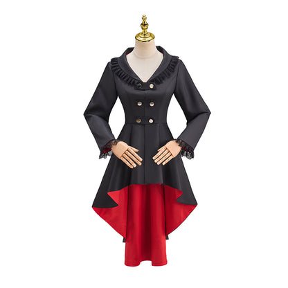 Victorian Gothic Black Double Breasted Red Lining Tailcoat for Historical Reenactments Gothic Themed Events Costume Parties Halloween and Christmas