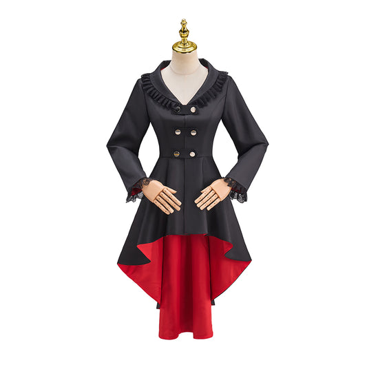 Victorian Gothic Black Double Breasted Red Lining Tailcoat for Historical Reenactments Gothic Themed Events Costume Parties Halloween and Christmas