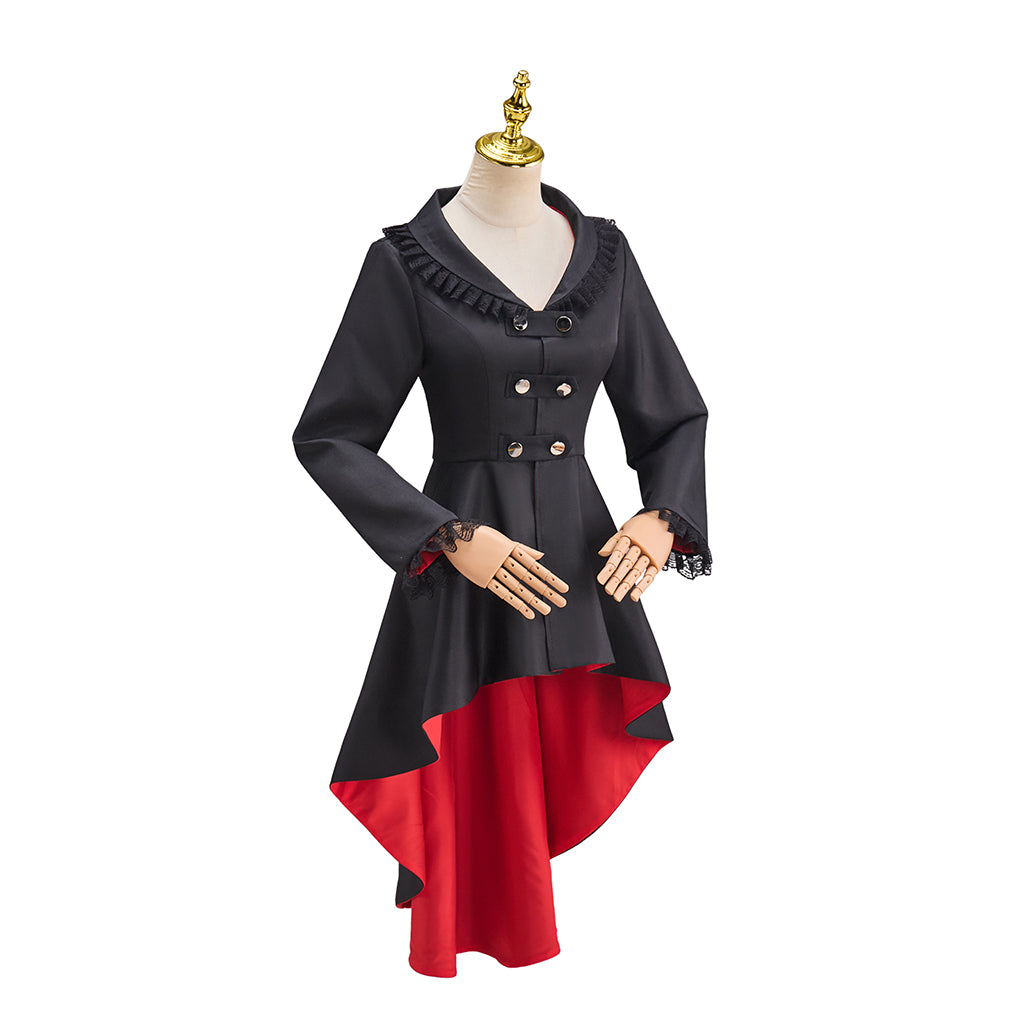 Victorian Gothic Black Double Breasted Red Lining Tailcoat for Historical Reenactments Gothic Themed Events Costume Parties Halloween and Christmas