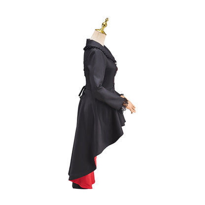 Victorian Gothic Black Double Breasted Red Lining Tailcoat for Historical Reenactments Gothic Themed Events Costume Parties Halloween and Christmas