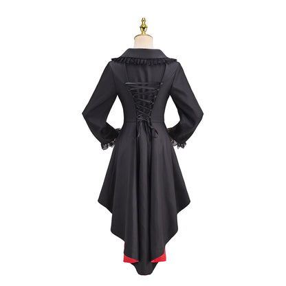 Victorian Gothic Black Double Breasted Red Lining Tailcoat for Historical Reenactments Gothic Themed Events Costume Parties Halloween and Christmas