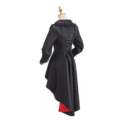 Victorian Gothic Black Double Breasted Red Lining Tailcoat for Historical Reenactments Gothic Themed Events Costume Parties Halloween and Christmas