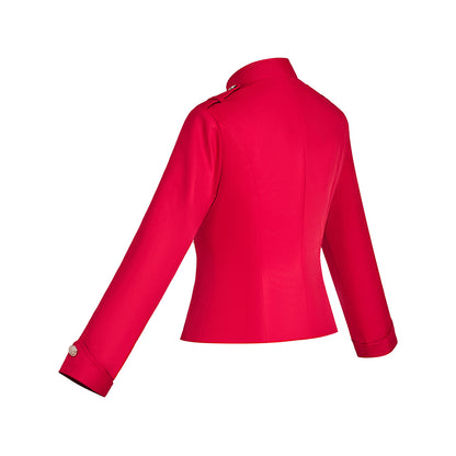 Medieval Style Red Military - Inspired Jacket with Stand - Up Collar and Metallic Buttons for Historical Reenactments Halloween Christmas