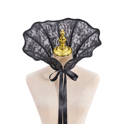 Medieval Renaissance Black Lace Trimmed Noble Headpiece for Historical Reenactments Renaissance Themed Events Halloween and Christmas