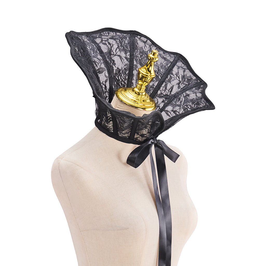 Medieval Renaissance Black Lace Trimmed Noble Headpiece for Historical Reenactments Renaissance Themed Events Halloween and Christmas