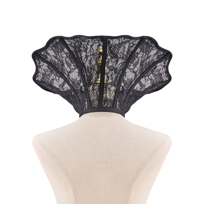 Medieval Renaissance Black Lace Trimmed Noble Headpiece for Historical Reenactments Renaissance Themed Events Halloween and Christmas