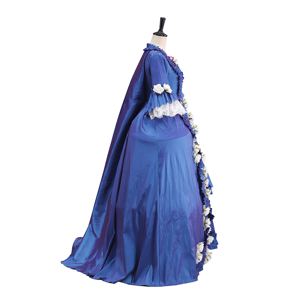 Medieval Renaissance Blue Floral Embellished Noble Skirt for Historical Reenactments Renaissance Themed Events Halloween and Christmas