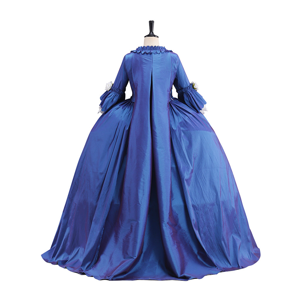 Medieval Renaissance Blue Floral Embellished Noble Skirt for Historical Reenactments Renaissance Themed Events Halloween and Christmas