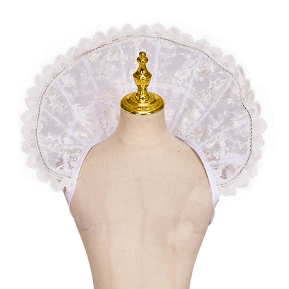 Medieval Style White Lace Fan - Shaped Shoulder Collar for Historical Reenactments Cosplay Events Medieval Themed Gatherings Halloween Christmas