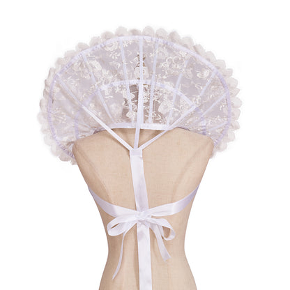 Medieval Style White Lace Fan - Shaped Shoulder Collar for Historical Reenactments Cosplay Events Medieval Themed Gatherings Halloween Christmas