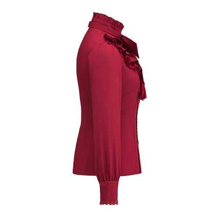 Medieval Renaissance Red Ruffled Noble Blouse for Historical Reenactments Renaissance Themed Events Halloween and Christmas
