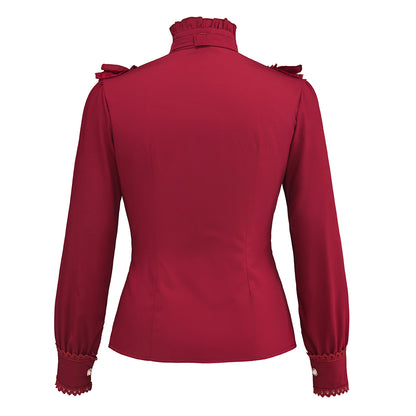 Medieval Renaissance Red Ruffled Noble Blouse for Historical Reenactments Renaissance Themed Events Halloween and Christmas